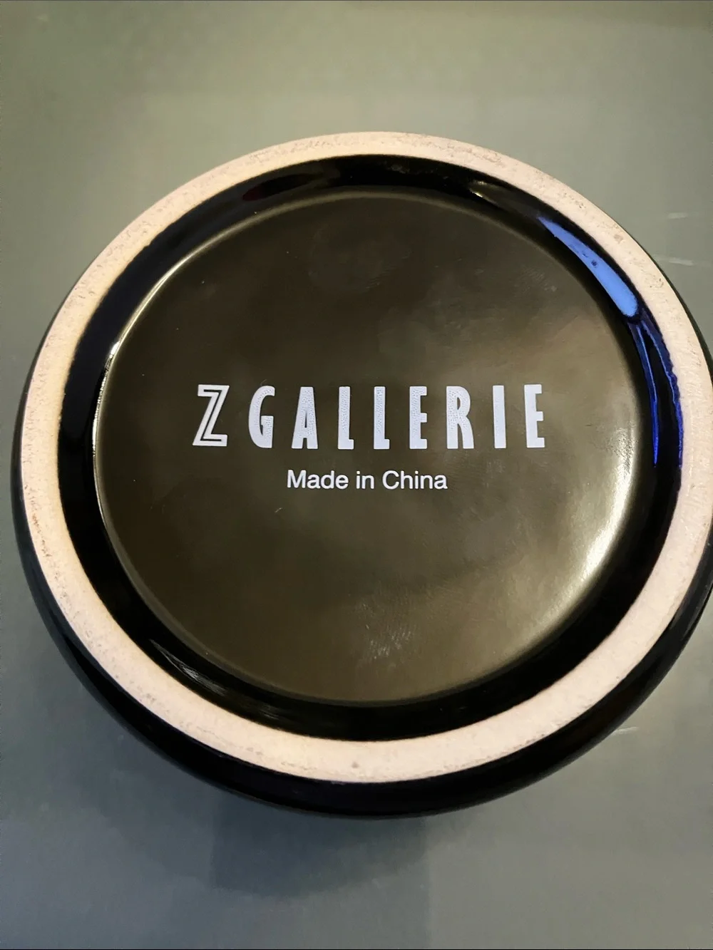Z Gallerie Glossy Black Ceramic Trinket Jar with Gold-Tone Lid